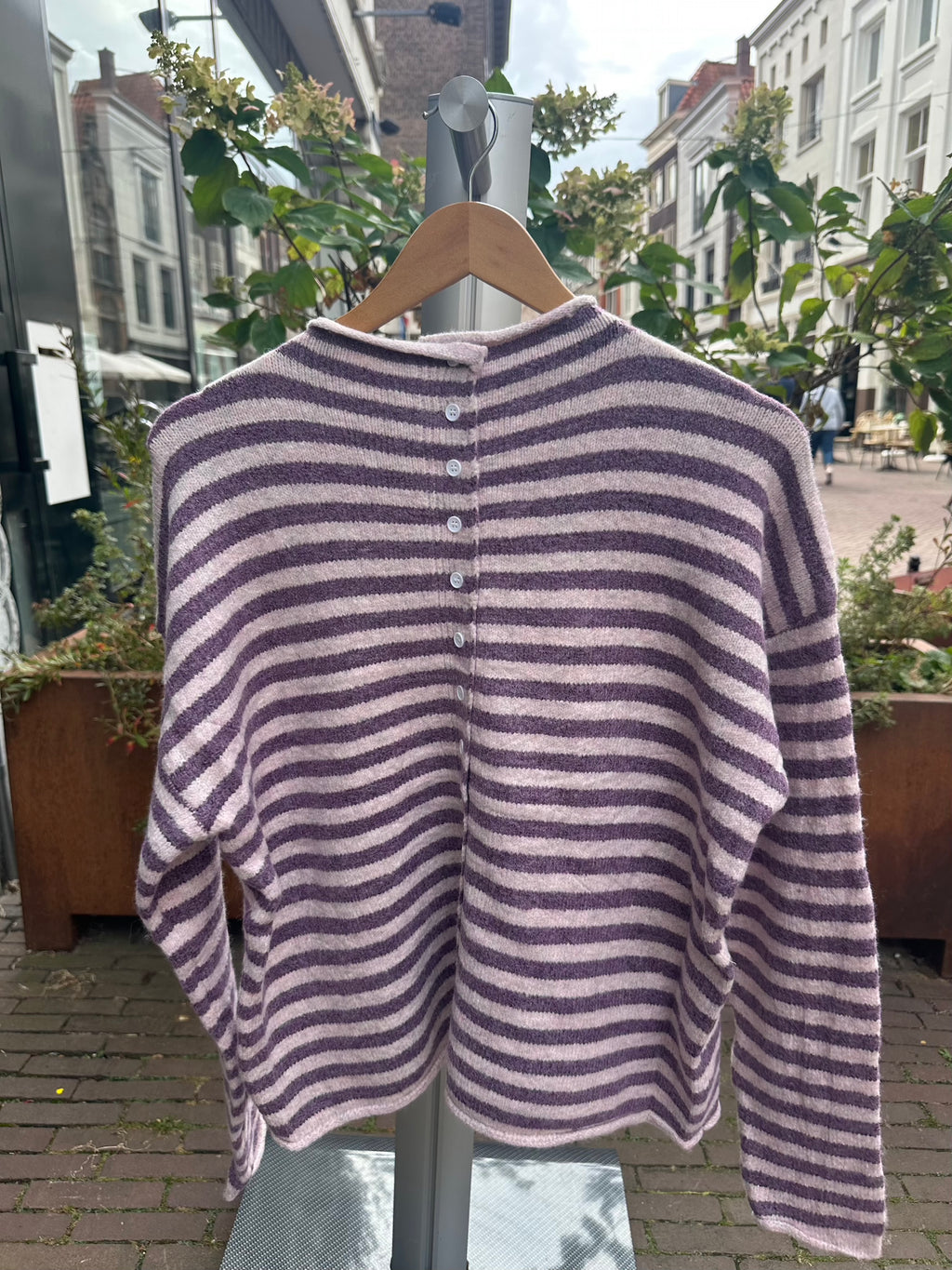 Paars streep vest